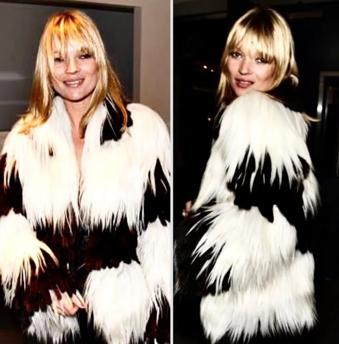 F/W 2007 Fendi by Karl Lagerfeld Runway Editorial Brown & White Shaggy Kidassia & Mink Fur Coat