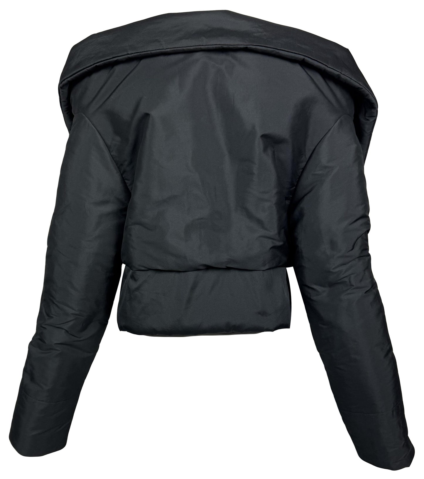 F/W 2007 Gianfranco Ferre NWT Black Wide Neck Off Shoulder Cropped Puffer Jacket Coat