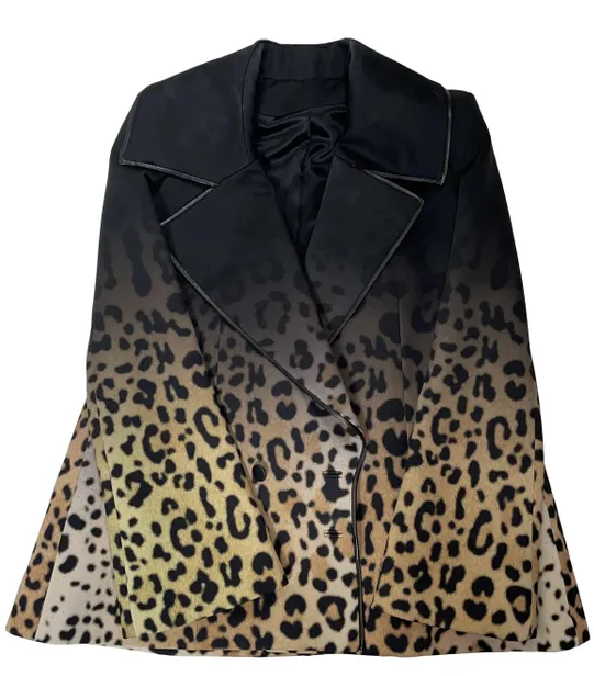 F/W 2007 Givenchy Haute Couture Runway Black & Leopard Ombre Swing Coat Jacket