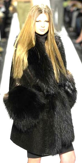 F/W 2007 Michael Kors Runway 1920's Flapper Style Brown Sequin Cocoon Coat w Fox Fur