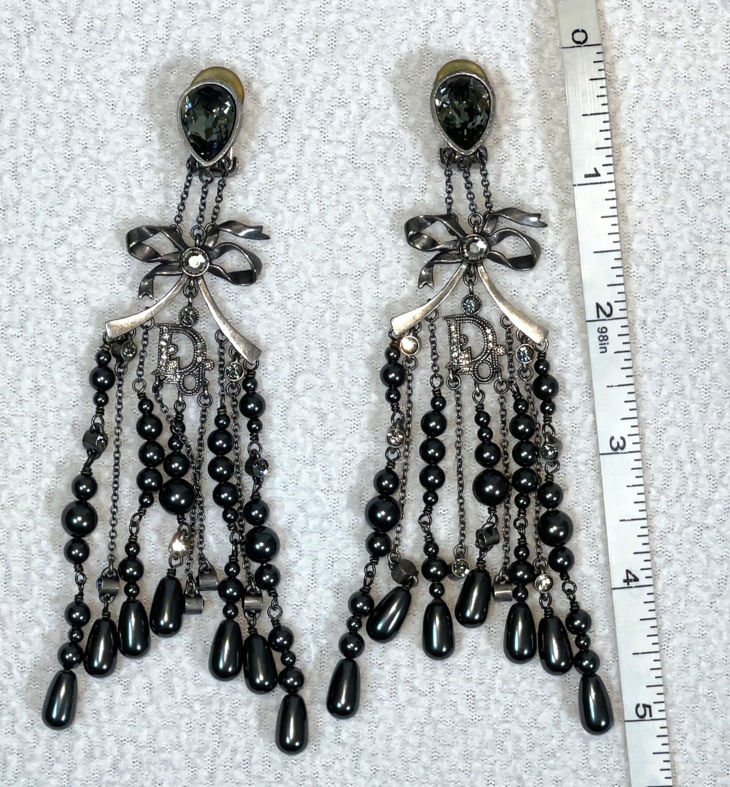 S/S 2007 Christian Dior by John Galliano Haute Couture Princess Runway Large Chandelier Bow Earrings