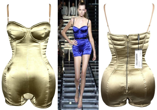 S/S 2007 Dolce & Gabbana Runway RARE Lumps & Bumps Padded Exaggerated Chest & Hips Romper Jumpsuit