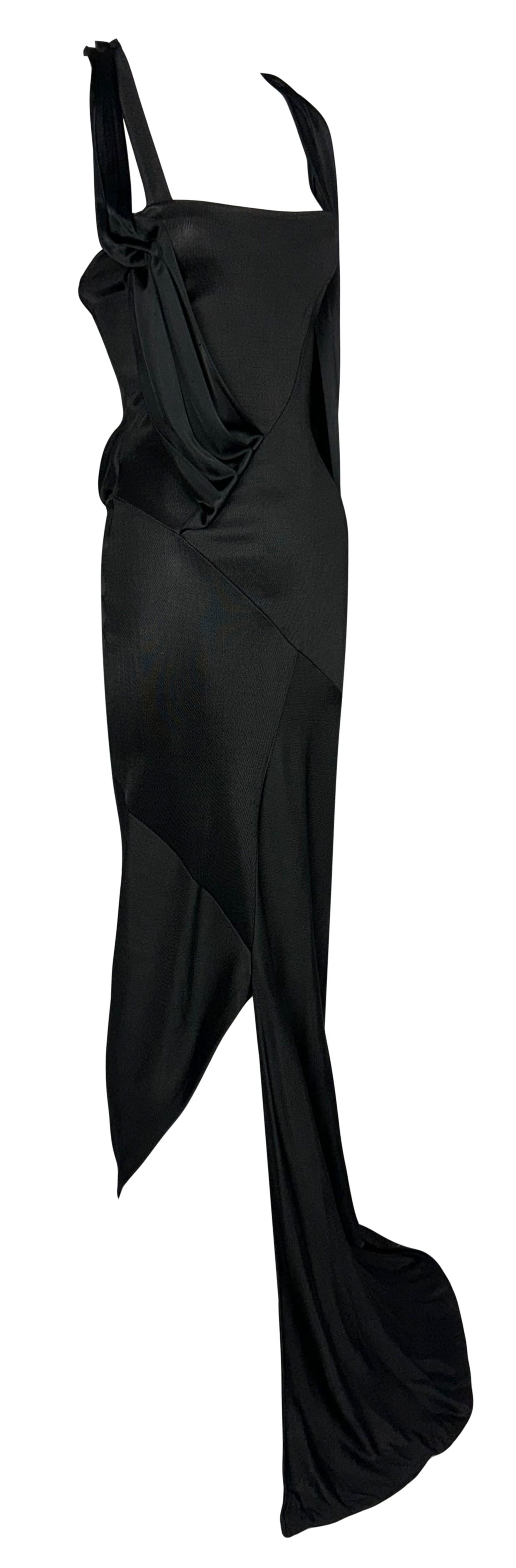 F/W 2008 Balenciaga by Nicolas Ghesquière Black Bodycon Wiggle Stretch Gown Dress w Sash