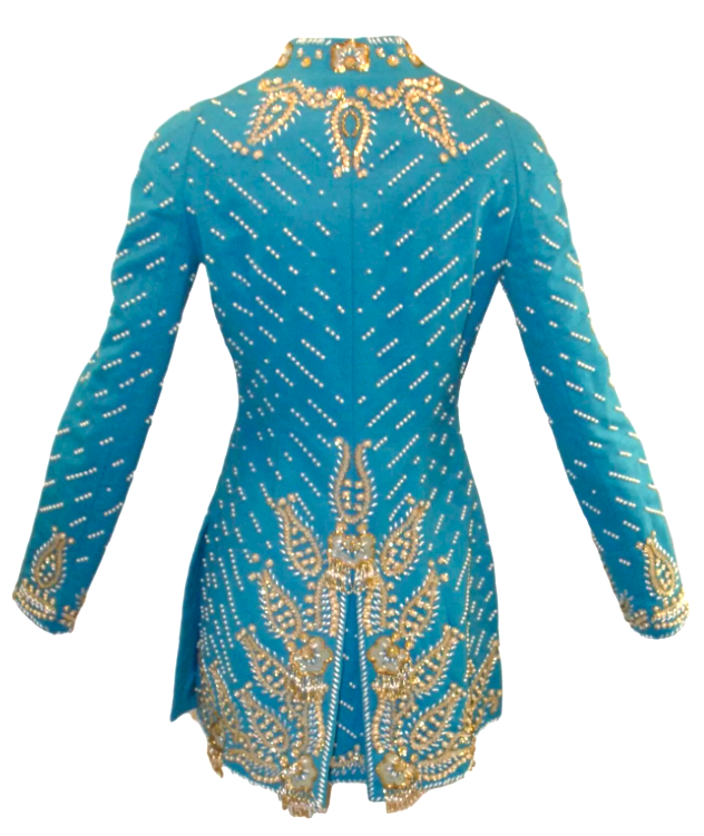 NWT Cruise 2008 Christian Dior by John Galliano Runway Blue Raj Beaded Embellished Dress Jacket