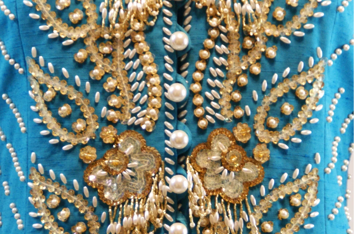 NWT Cruise 2008 Christian Dior by John Galliano Runway Blue Raj Beaded Embellished Dress Jacket