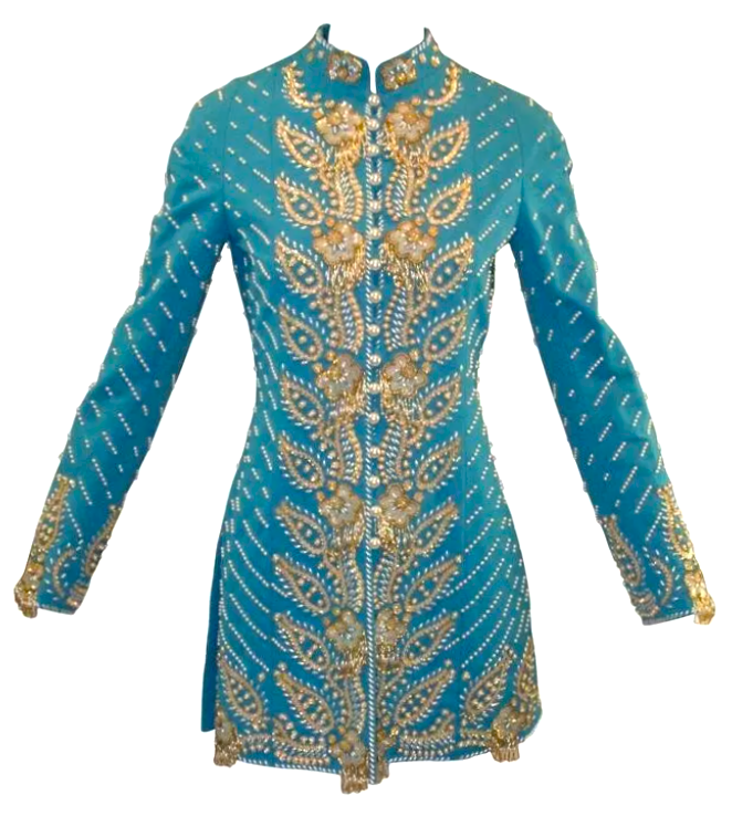 NWT Cruise 2008 Christian Dior by John Galliano Runway Blue Raj Beaded Embellished Dress Jacket