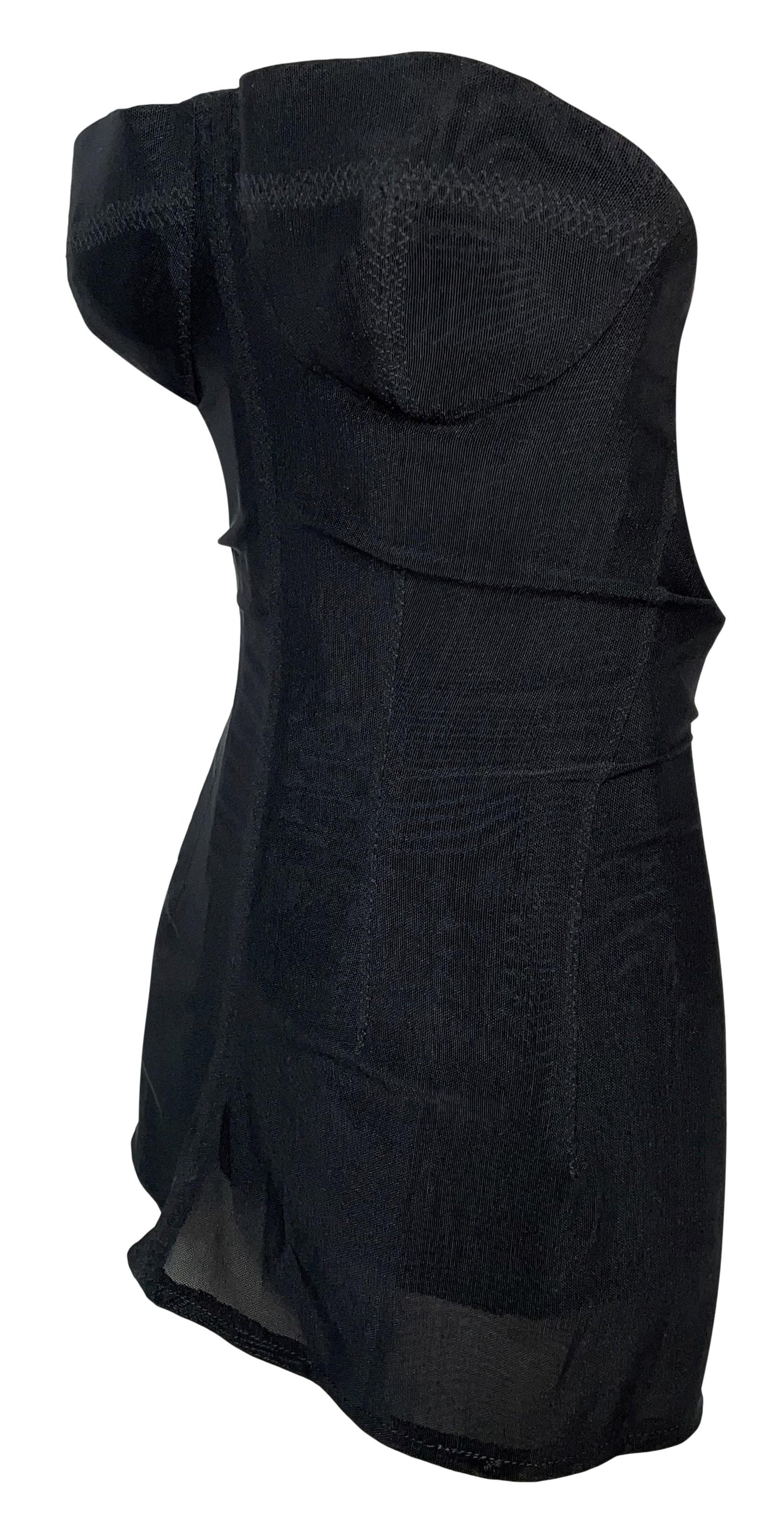 F/W 2008 Christian Dior by John Galliano Haute Couture Runway 1950's Pin-Up Style Black Mesh Bustier Corset Top