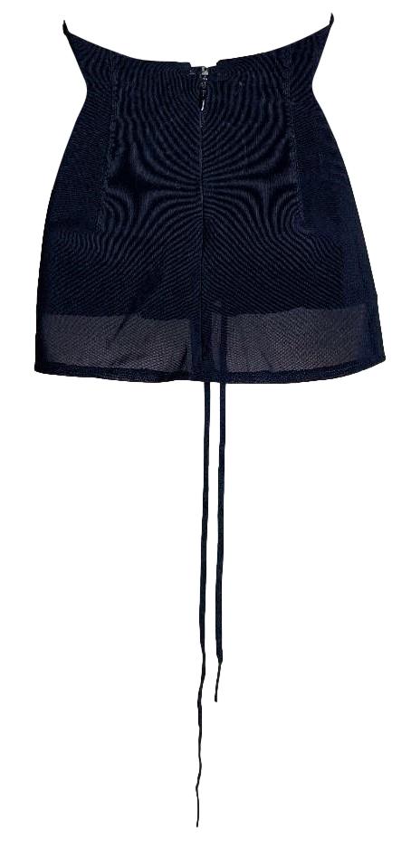 F/W 2008 Christian Dior by John Galliano Haute Couture Runway 1950's Pin-Up Style Black Mesh Bustier Corset Top