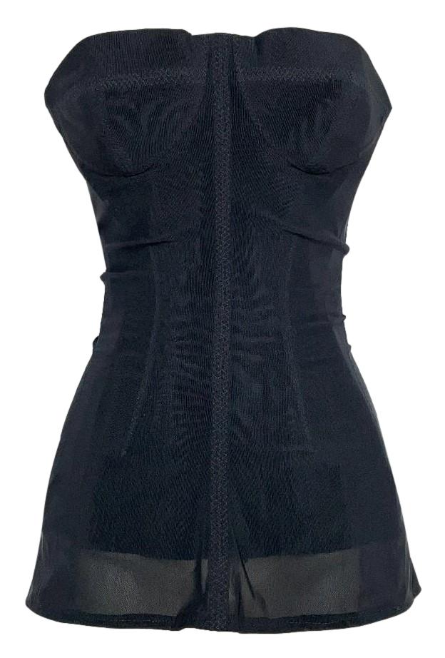 F/W 2008 Christian Dior by John Galliano Haute Couture Runway 1950's Pin-Up Style Black Mesh Bustier Corset Top