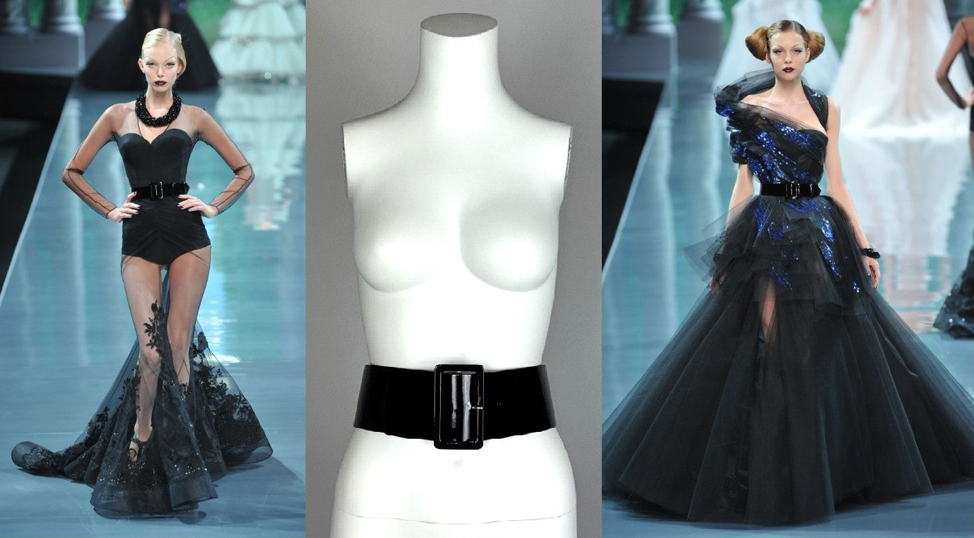 F/W 2008 Christian Dior by John Galliano Haute Couture Runway 1950's Pin-Up Style Black Mesh Bustier Corset Top
