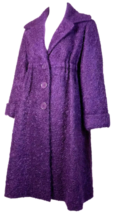 F/W 2009 Christian Dior Haute Couture by John Galliano Purple High Waist 60's MOD Style Swing Coat