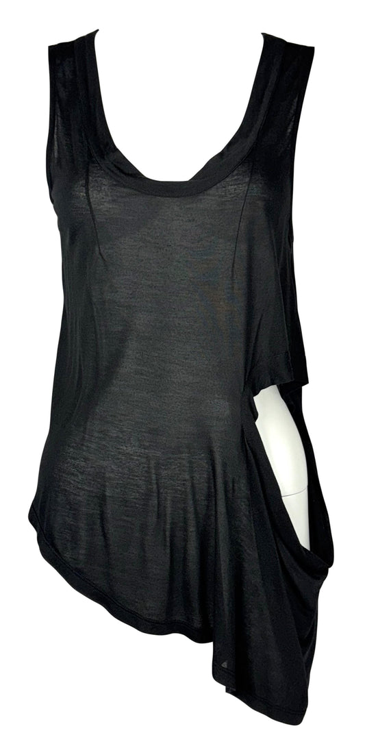 2009 Alexander McQueen Black Slouchy Cut-Out Modal Tunic Top