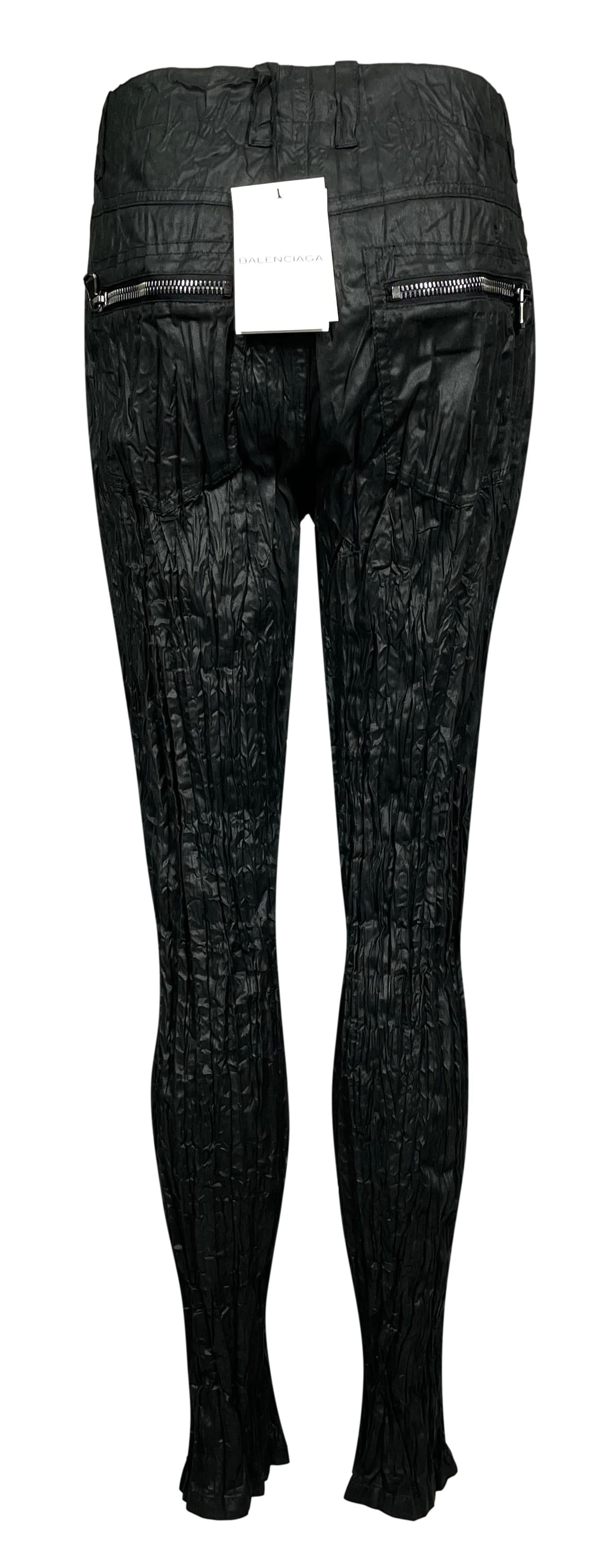 2009 Balenciaga by Nicolas Ghesquière Black Faux Leather Rocker Leggings Pants