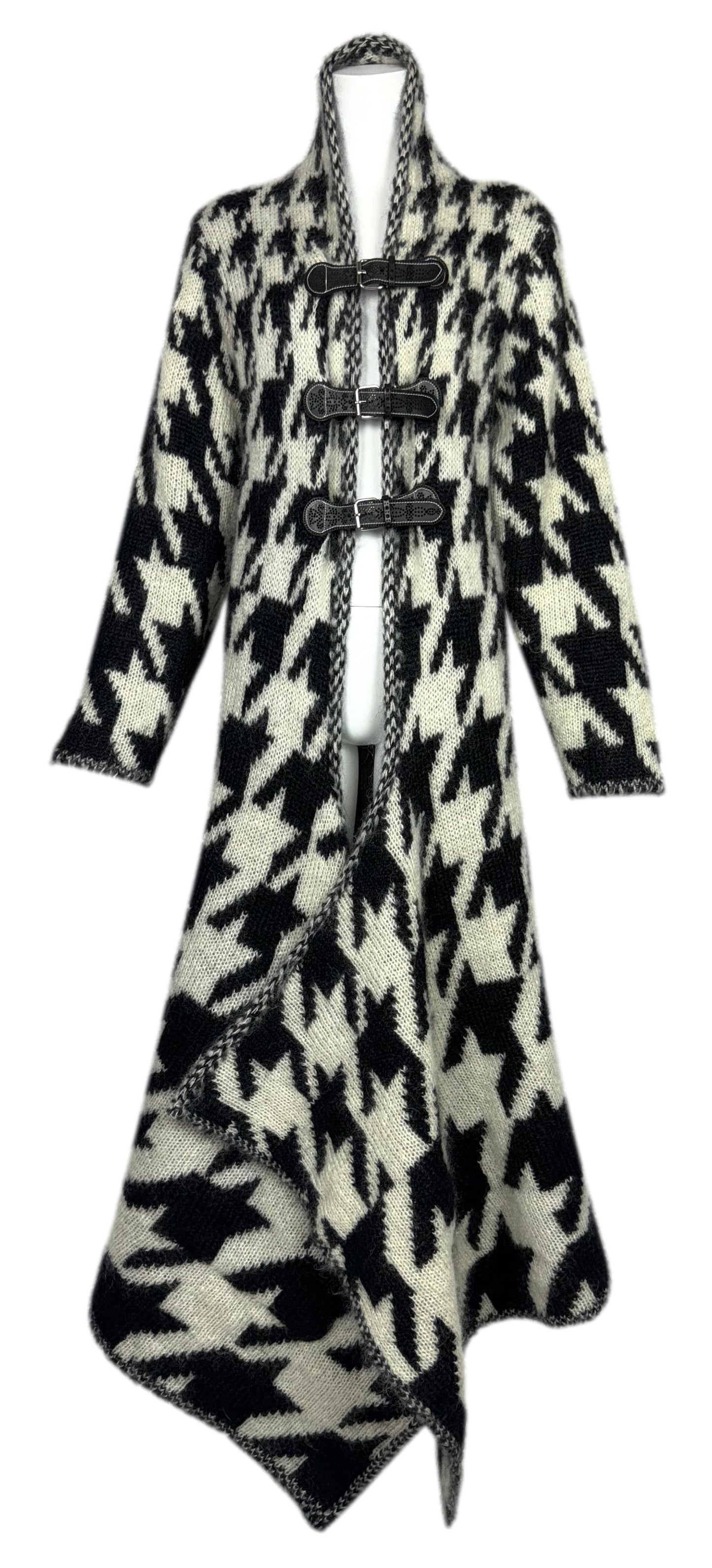 F/W 2009 Alexander McQueen Black & White Long & Short Cardigan Poncho Coat