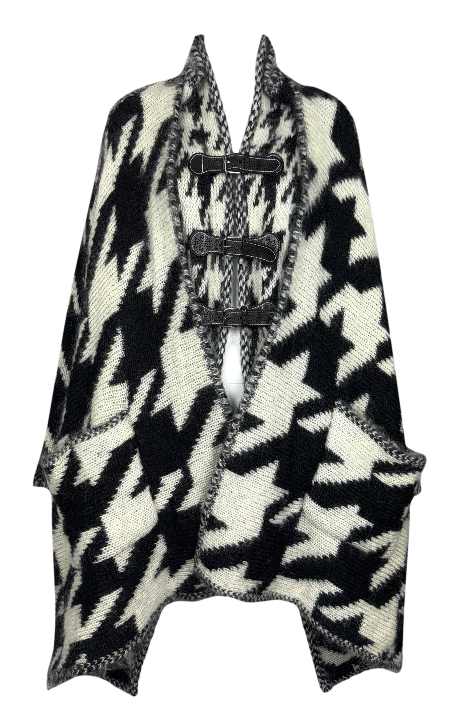 F/W 2009 Alexander McQueen Black & White Long & Short Cardigan Poncho Coat