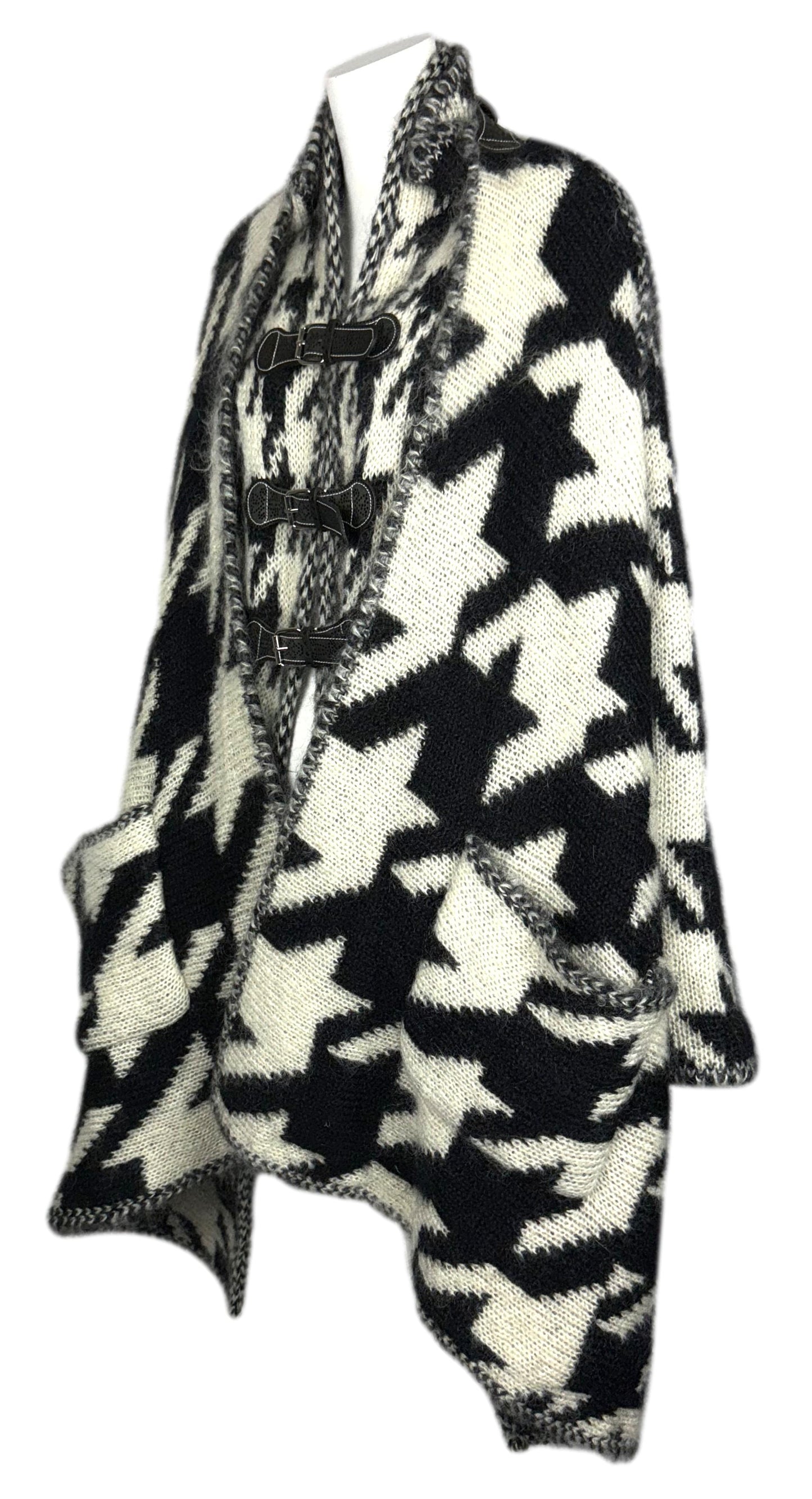 F/W 2009 Alexander McQueen Black & White Long & Short Cardigan Poncho Coat