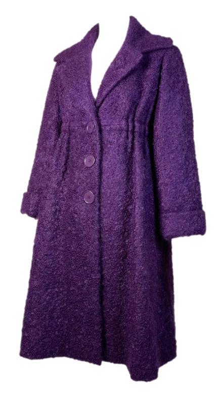 F/W 2009 Christian Dior Haute Couture by John Galliano Purple High Waist 60's MOD Style Swing Coat