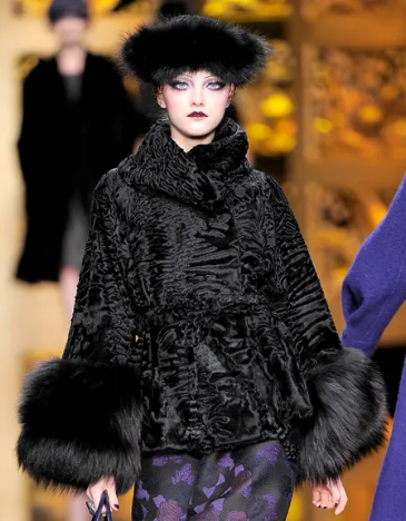 F/W 2009 Christian Dior x John Galliano Lamb & Fox Fur Kimono Sleeve Swing Coat Jacket