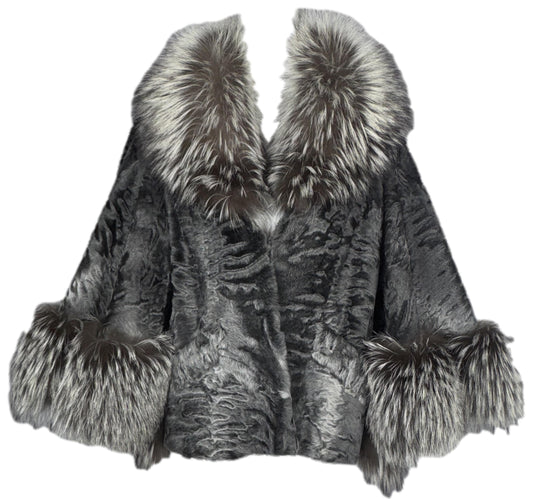 F/W 2009 Christian Dior x John Galliano Lamb & Fox Fur Kimono Sleeve Swing Coat Jacket