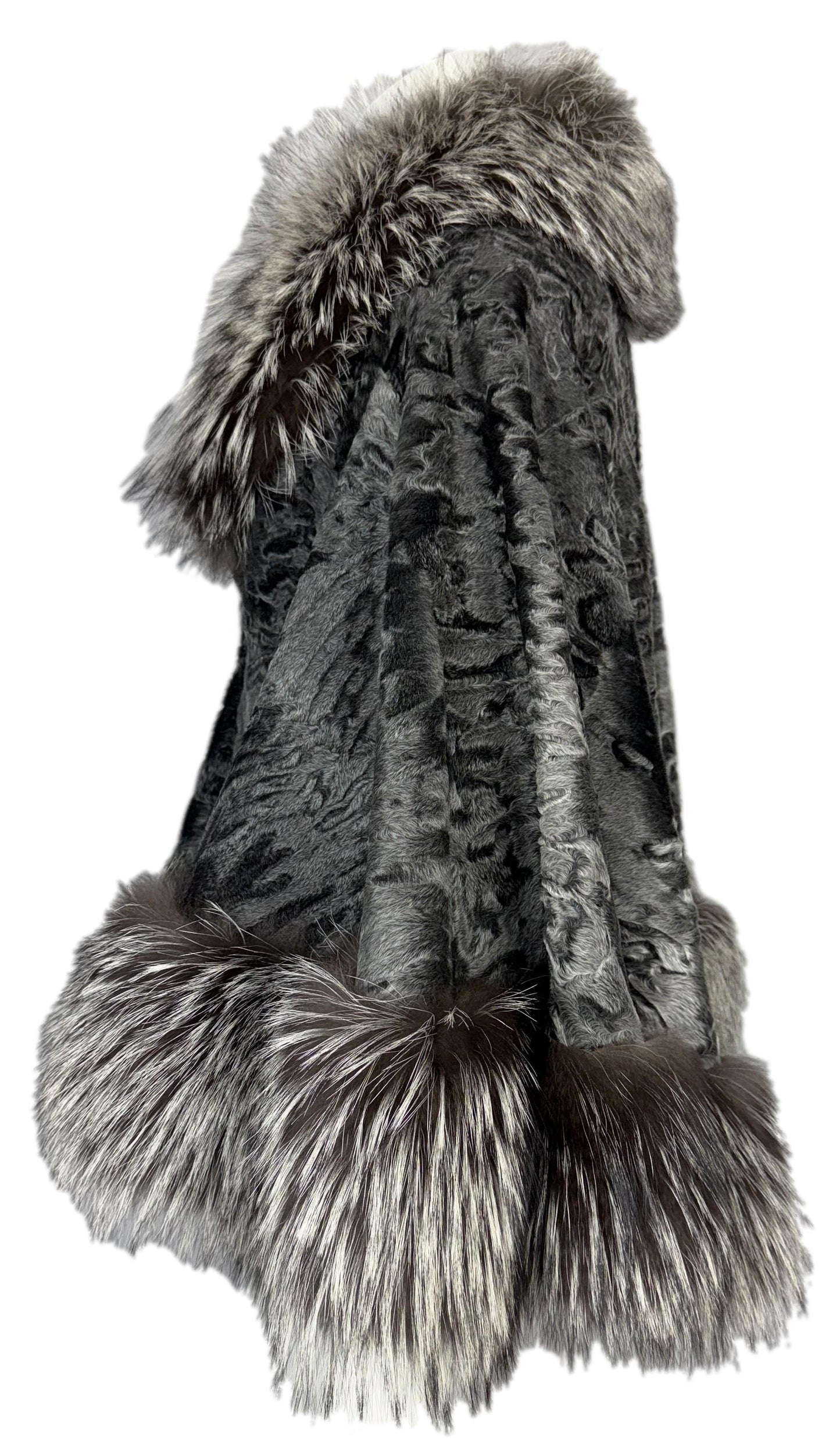 F/W 2009 Christian Dior x John Galliano Lamb & Fox Fur Kimono Sleeve Swing Coat Jacket