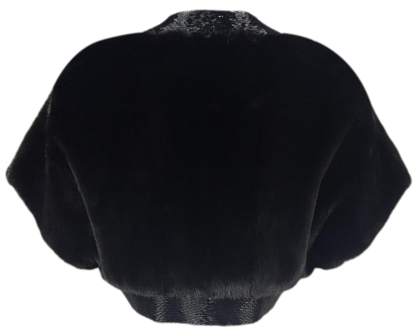 F/W 2009 Christian Dior x John Galliano 1940's Old Hollywood Style Black Beaded Mink Fur Shrug Cropped Jacket