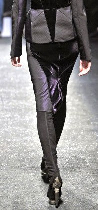 F/W 2009 Gianfranco Ferre Runway Sexy Tall Knee High Suede Leather Boots w Art Deco Style Wood & Resin Victorian Heels