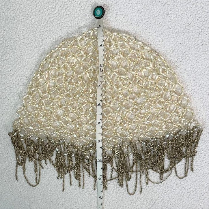 Pre-Fall 2009 Chanel by Karl Lagerfeld Runway 20's Flapper Pearl Chain Logo Hat Cap