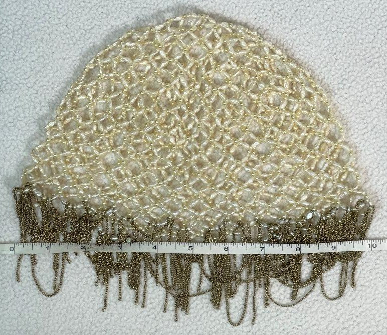 Pre-Fall 2009 Chanel by Karl Lagerfeld Runway 20's Flapper Pearl Chain Logo Hat Cap