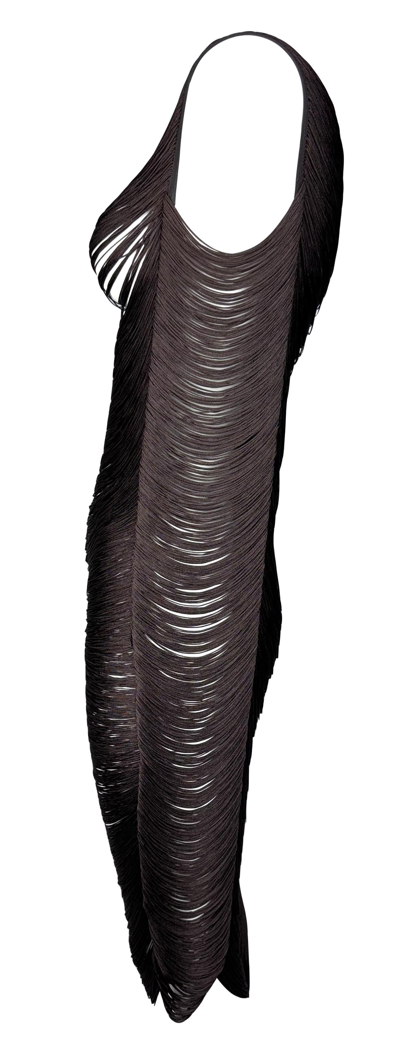 S/S 2009 Jil Sander Runway Sheer Brown Fringe Dress