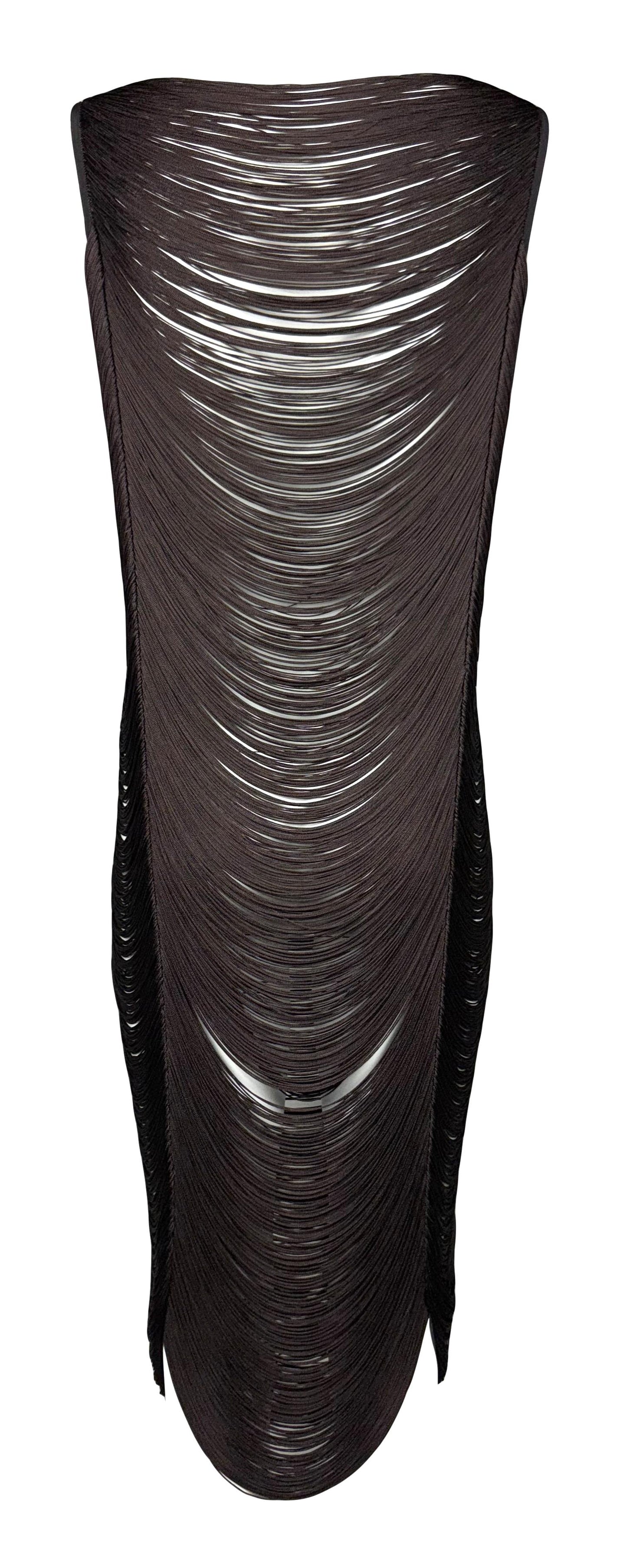S/S 2009 Jil Sander Runway Sheer Brown Fringe Dress