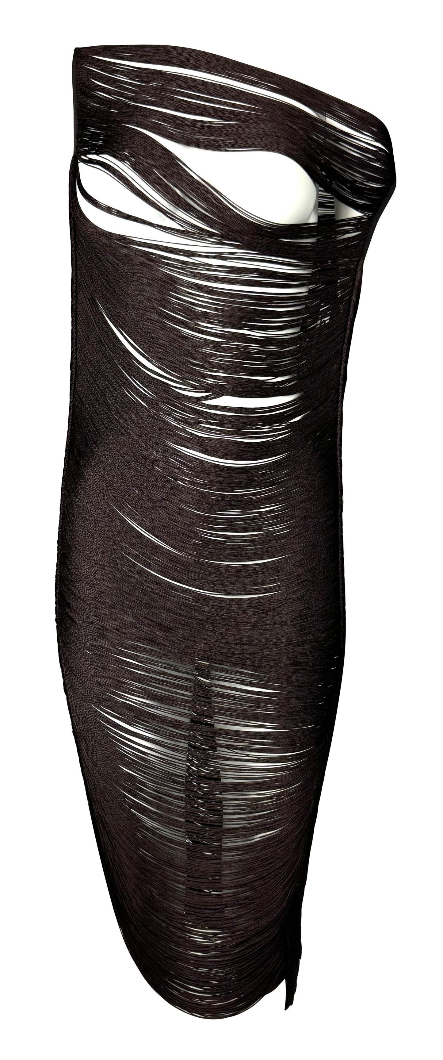 S/S 2009 Jil Sander Runway Sheer Brown Fringe Dress