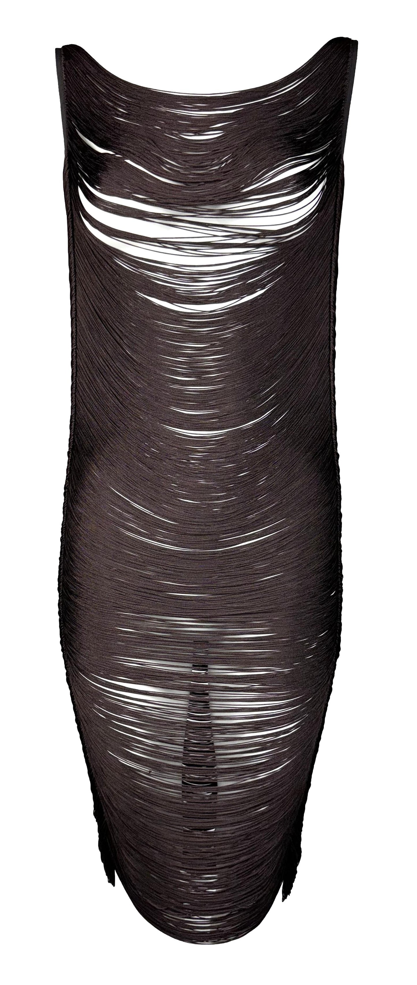 S/S 2009 Jil Sander Runway Sheer Brown Fringe Dress