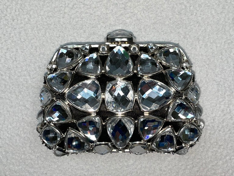 2010 Christian Dior by John Galliano Limited Edition Silver Crystal Minaudiere Clutch Handbag