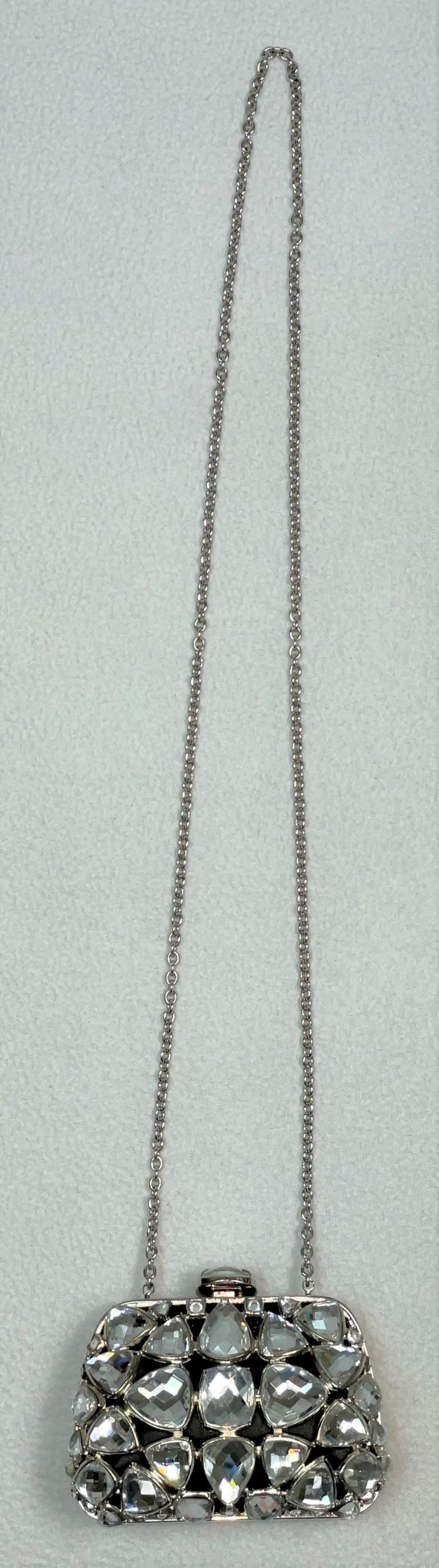 2010 Christian Dior by John Galliano Limited Edition Silver Crystal Minaudiere Clutch Handbag