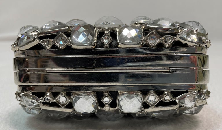 2010 Christian Dior by John Galliano Limited Edition Silver Crystal Minaudiere Clutch Handbag