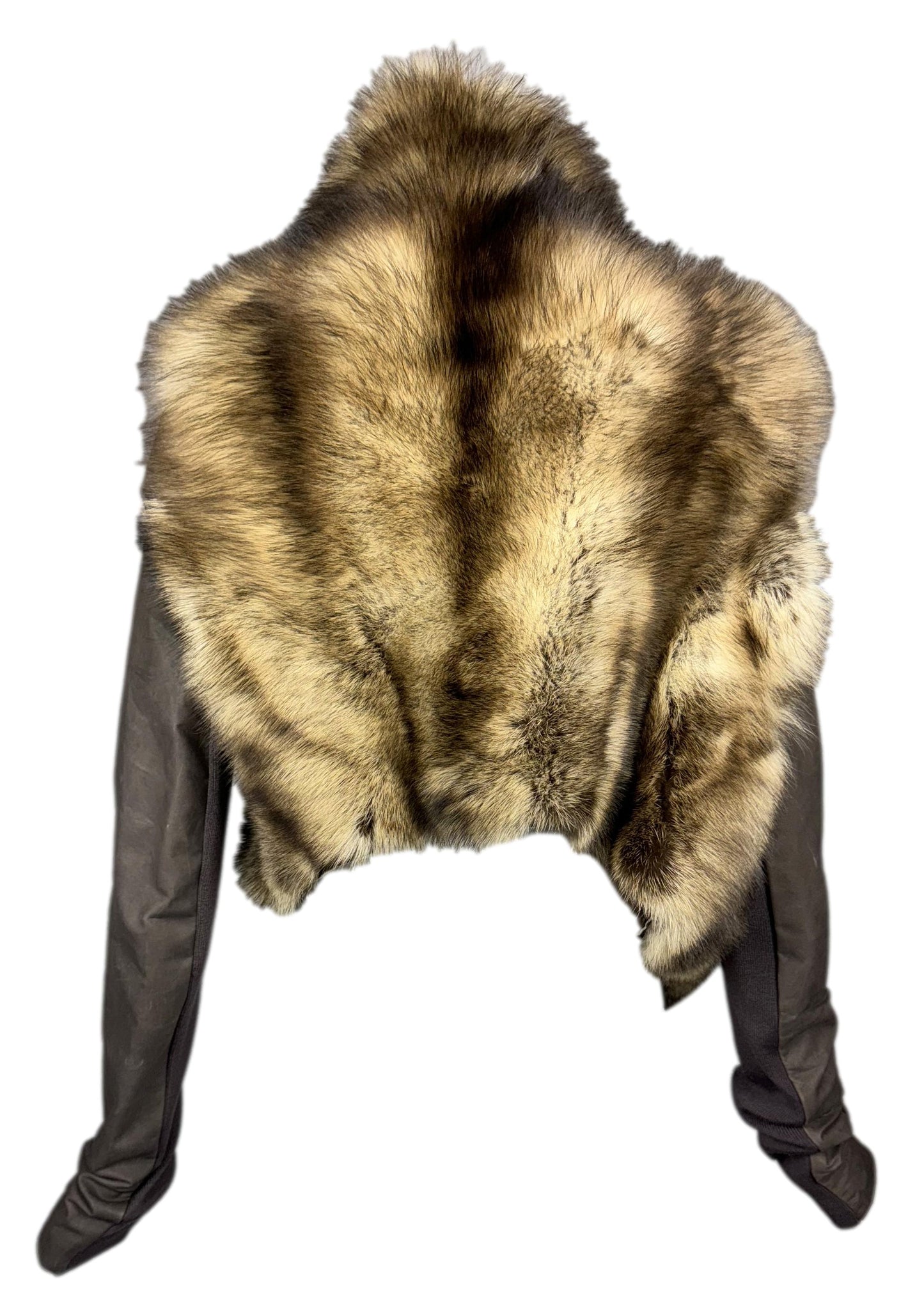 RARE 2010 Rick Owens for Chrome Hearts Sable Fur Leather Jacket w Large Silver Fleur-De-Lis