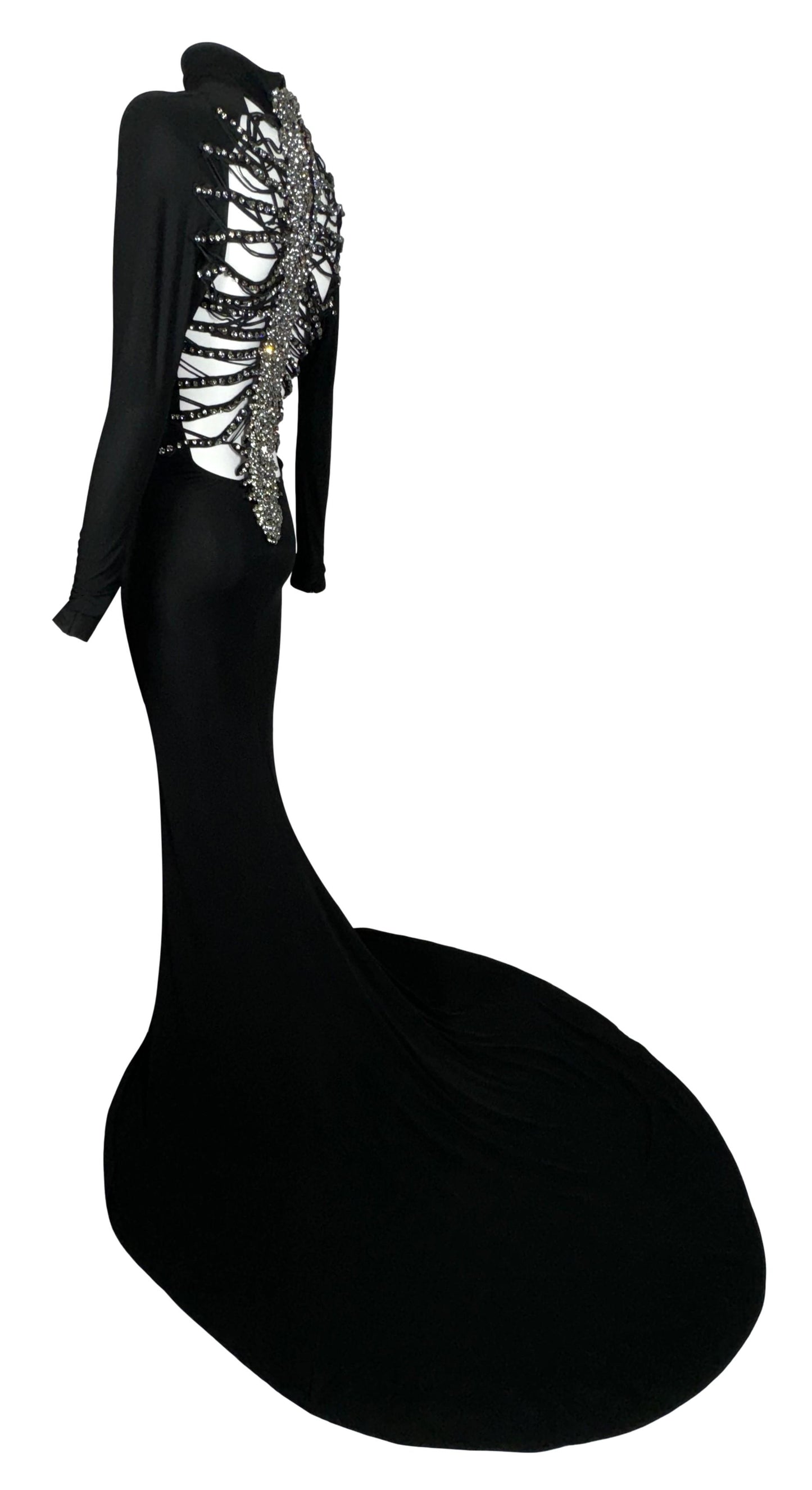 F/W 2010 Dsquared2 Runway Sheer Crystal Skeleton Mermaid Gown Dress w Train