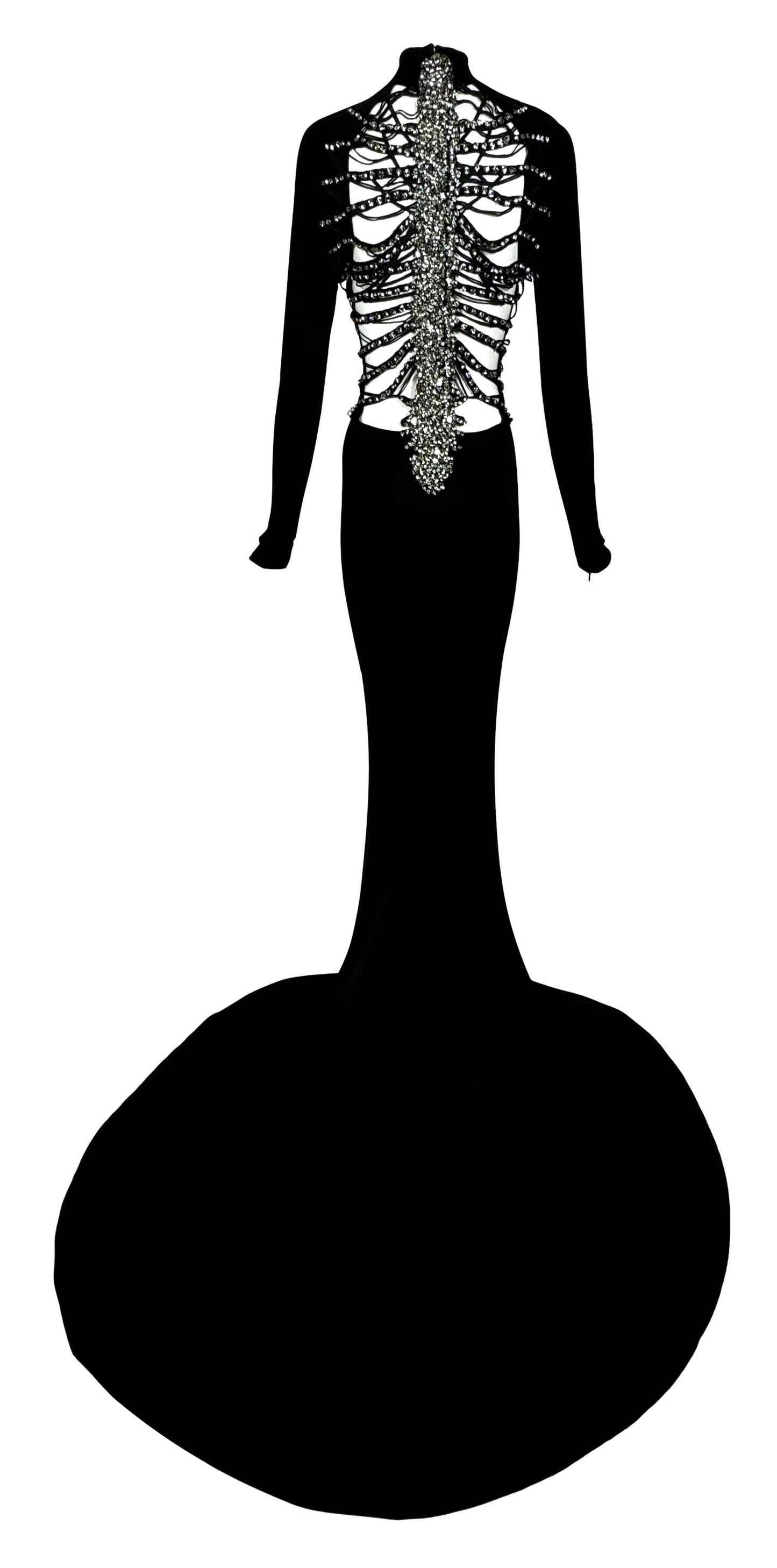 F/W 2010 Dsquared2 Runway Sheer Crystal Skeleton Mermaid Gown Dress w Train