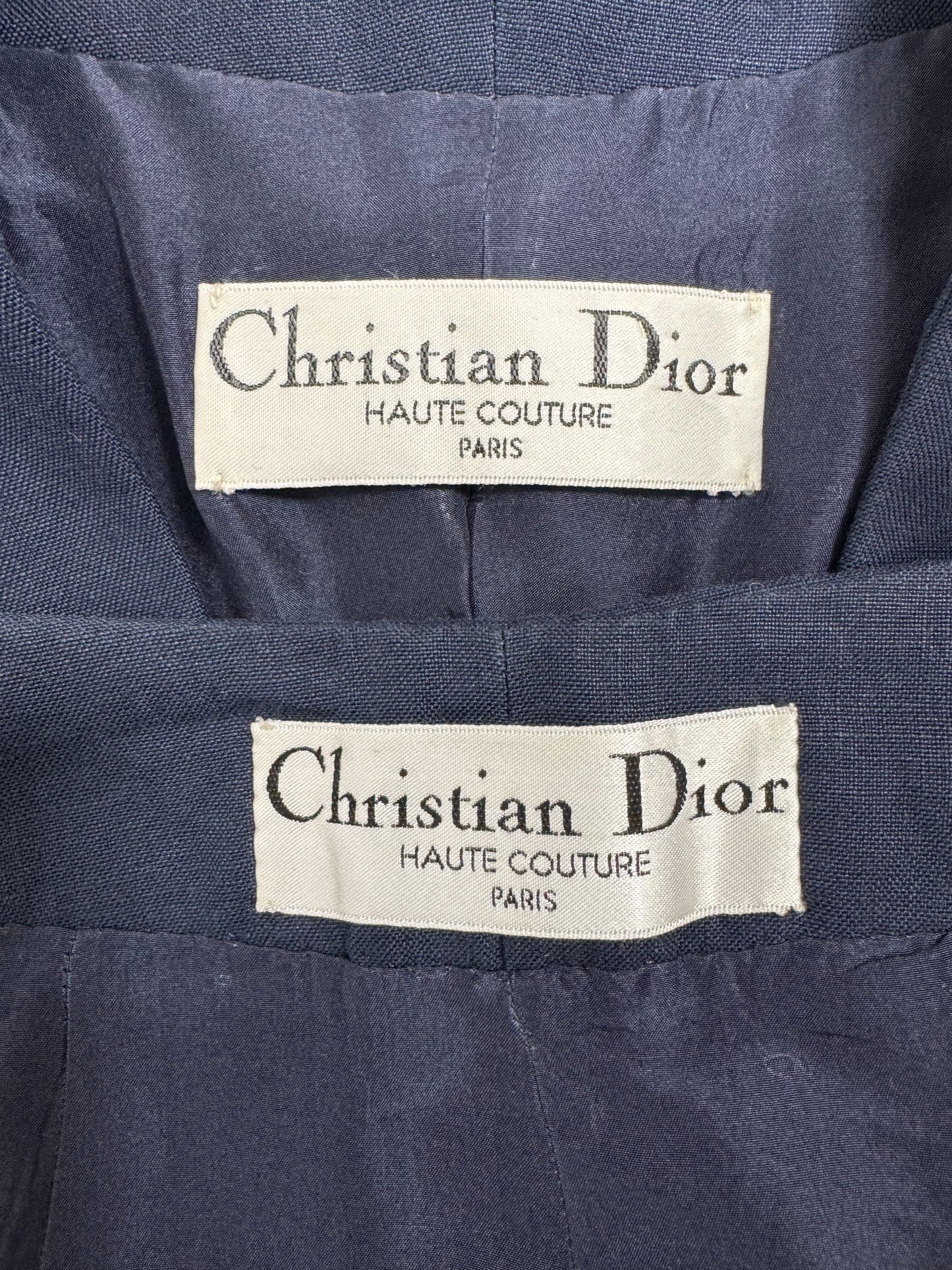 S/S 2010 Christian Dior Haute Couture by John Galliano Navy Blue Fitted 1940's Style Short Jacket & Pants Suit