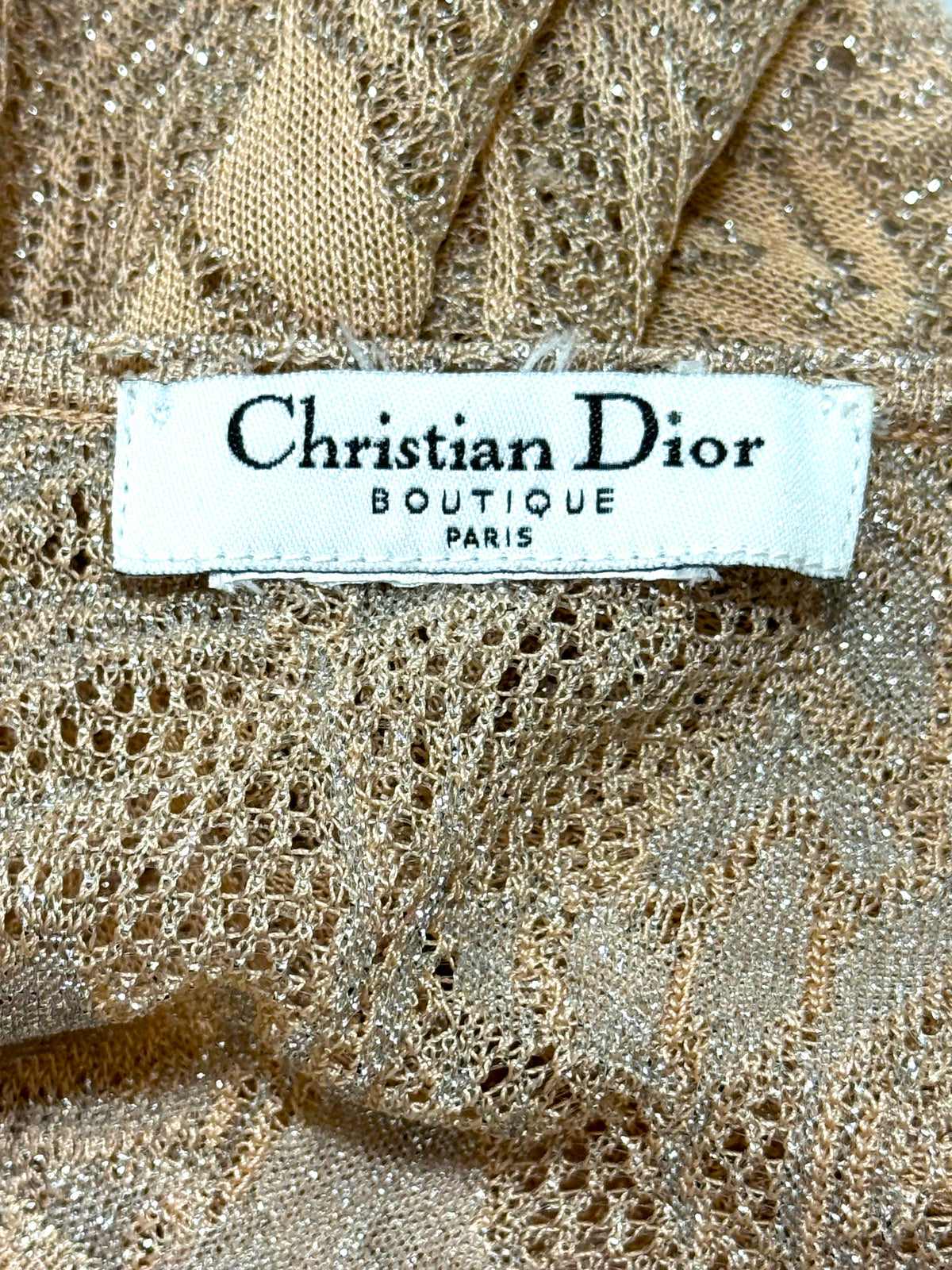 C. S/S 2010 Christian Dior x John Galliano Sheer Pink & Silver Lolita Lace Ruffle Babydoll Mini Dress