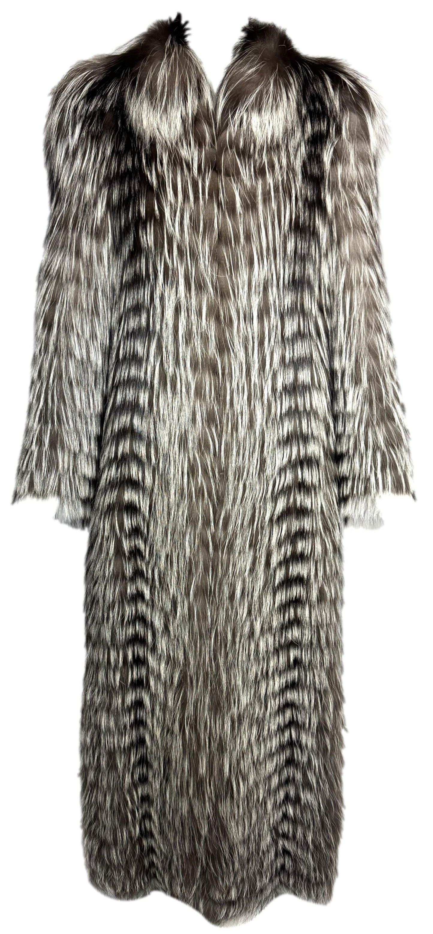 F/W 2011 Chado x Ralph Rucci Runway Black White & Gray Fox Fur Floor Length Coat
