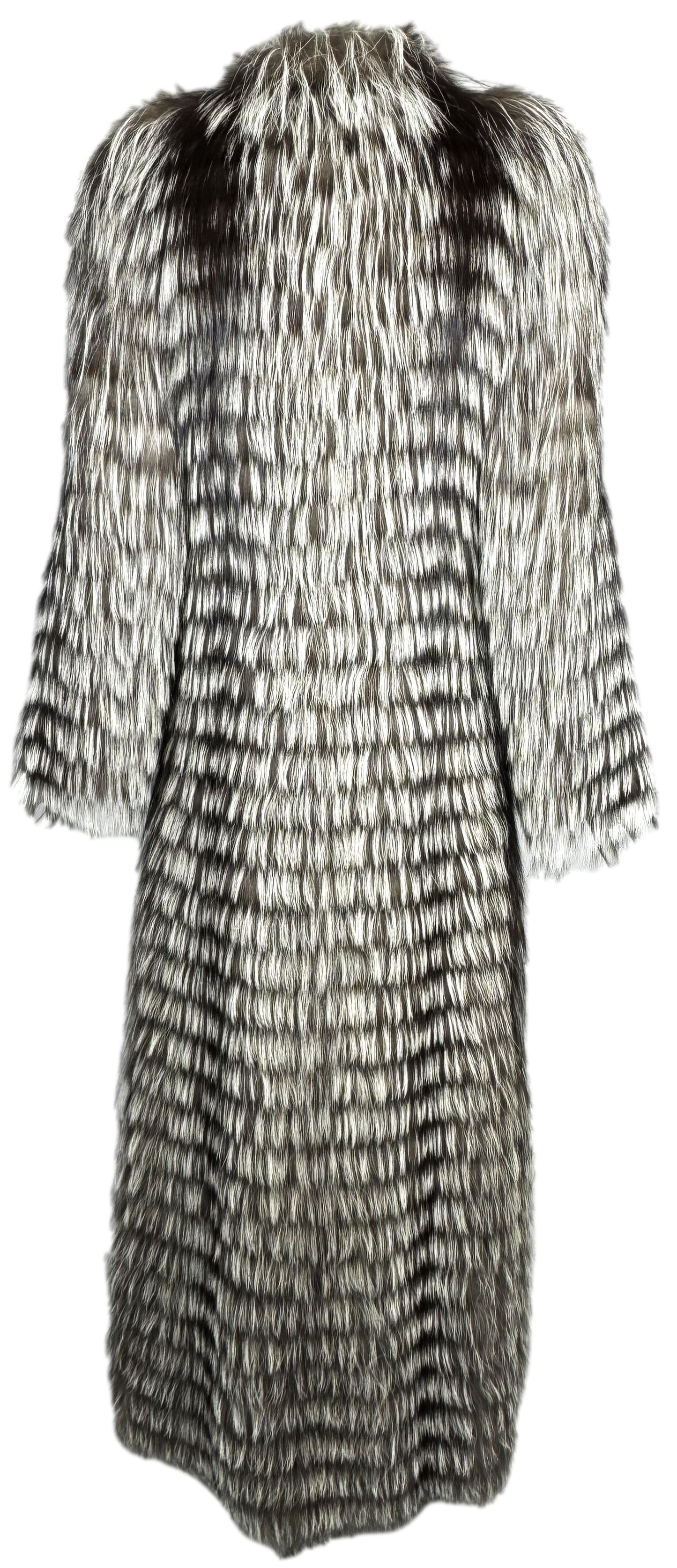 F/W 2011 Chado x Ralph Rucci Runway Black White & Gray Fox Fur Floor Length Coat