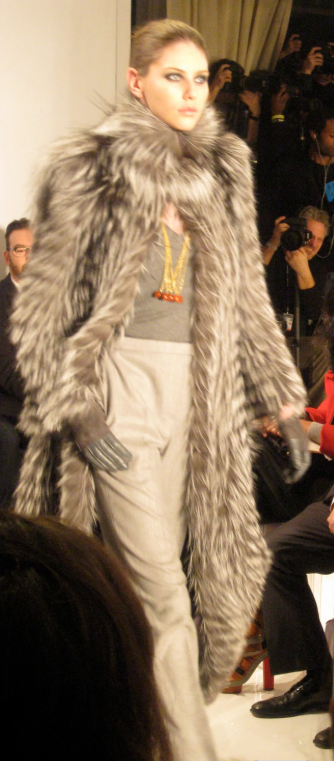 F/W 2011 Chado x Ralph Rucci Runway Black White & Gray Fox Fur Floor Length Coat