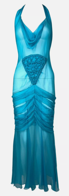 S/S 2011 Christian Dior by John Galliano Sheer Blue Silk Mermaid Maxi Dress