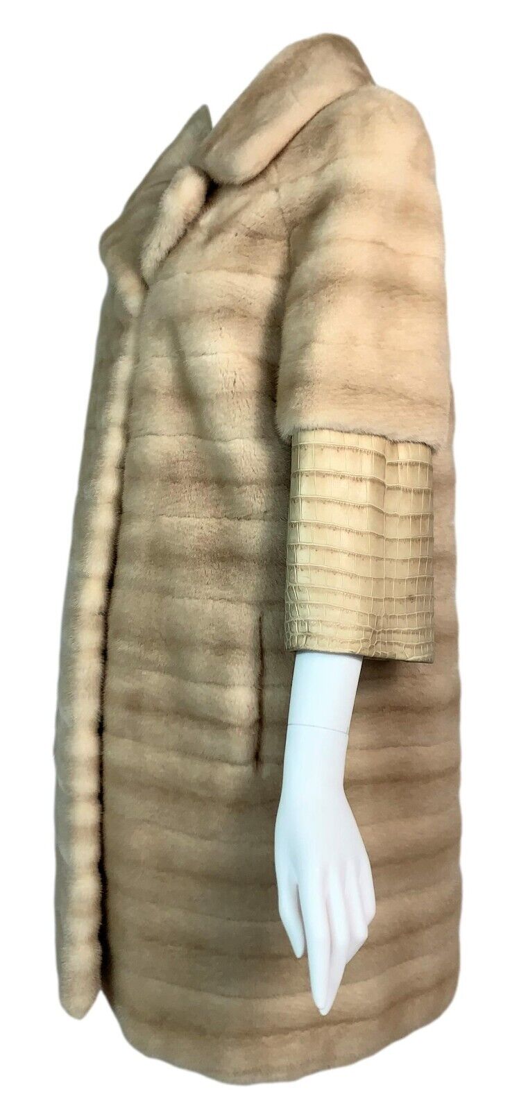 Resort 2012 Christian Dior by John Galliano 60's MOD Blonde Mink Fur & Real Crocodile Coat Jacket