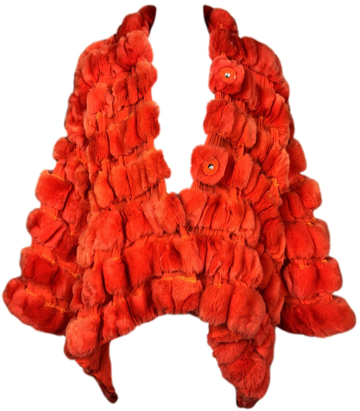 F/W 2012 Giorgio Armani Runway Red Orange Fur & Silk Coat Poncho Jacket