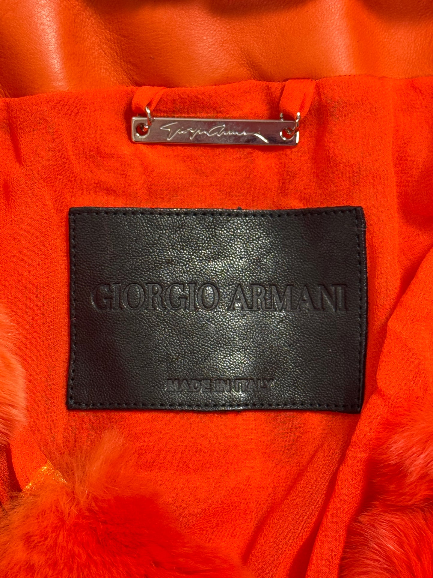 F/W 2012 Giorgio Armani Runway Red Orange Fur & Silk Coat Poncho Jacket