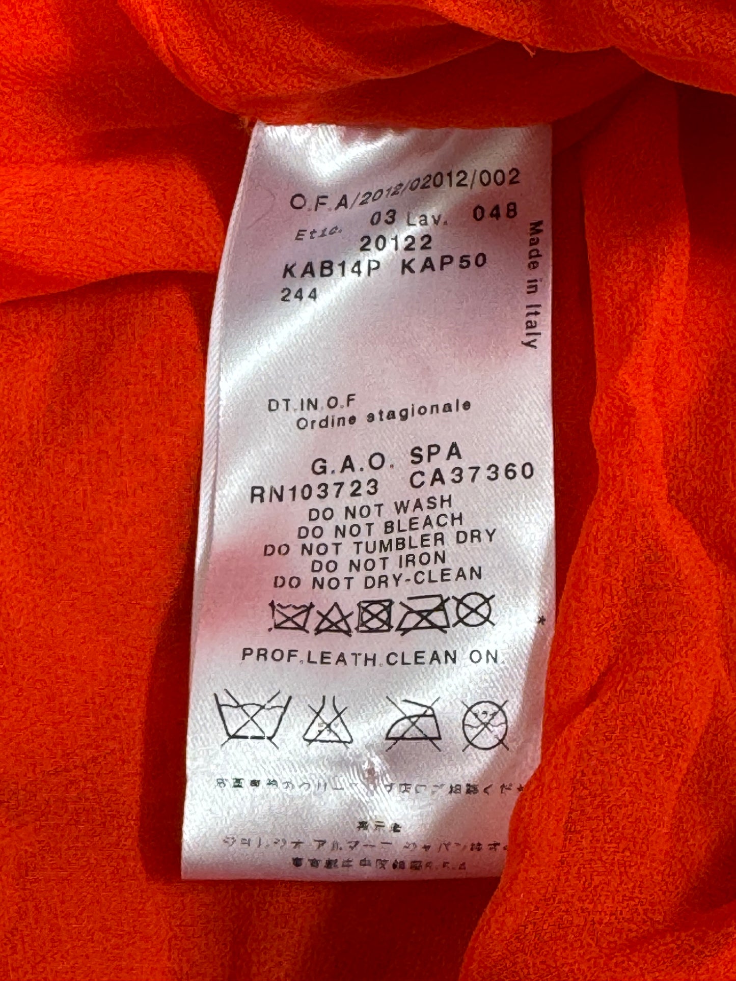 F/W 2012 Giorgio Armani Runway Red Orange Fur & Silk Coat Poncho Jacket