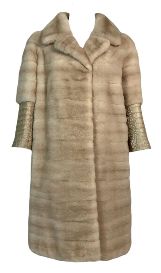 Resort 2012 Christian Dior x John Galliano 60's MOD Blonde Mink Fur & Crocodile Coat Jacket