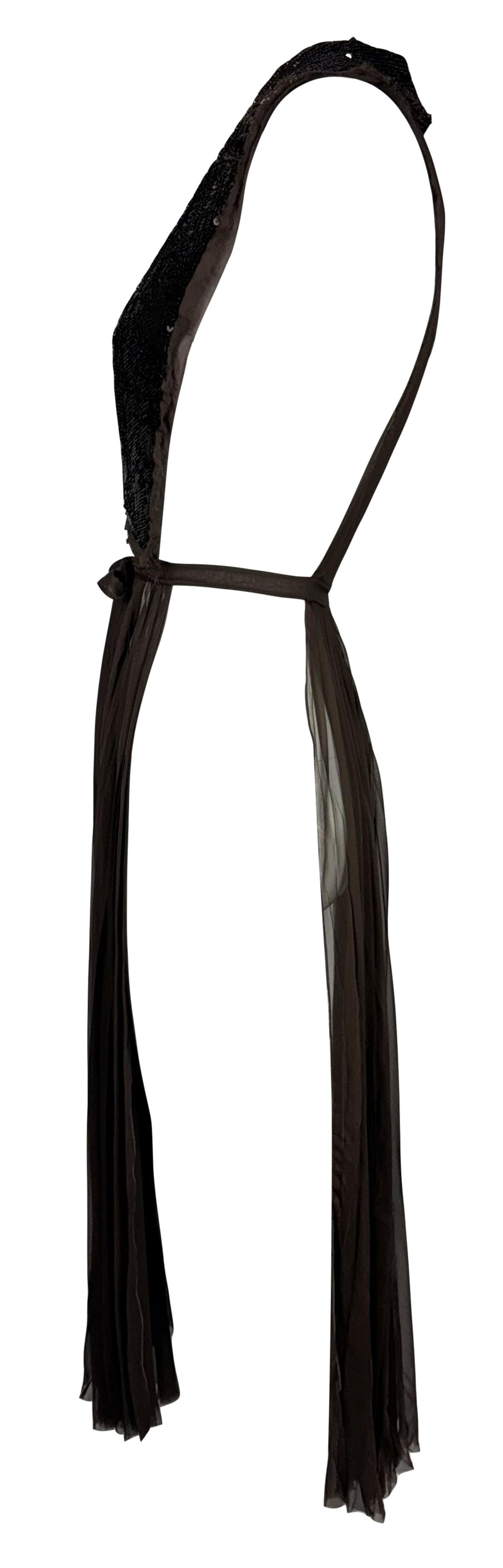 NWT 2013 Dsquared2 Plunging Sheer Brown Silk Sequin Embellished Apron Side Cut-Out Dress